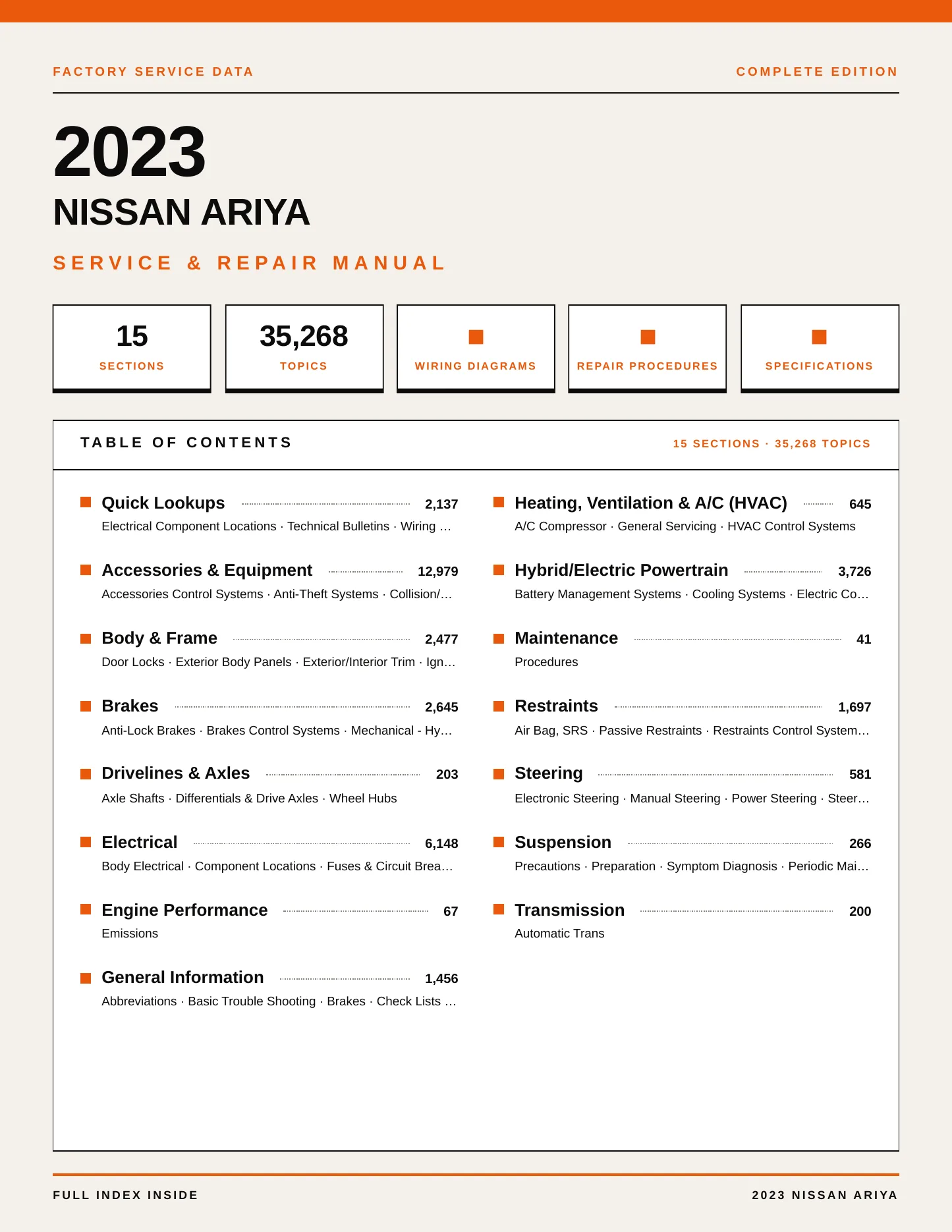 2023 Nissan ARIYA Service and Repair Manual preview page 1