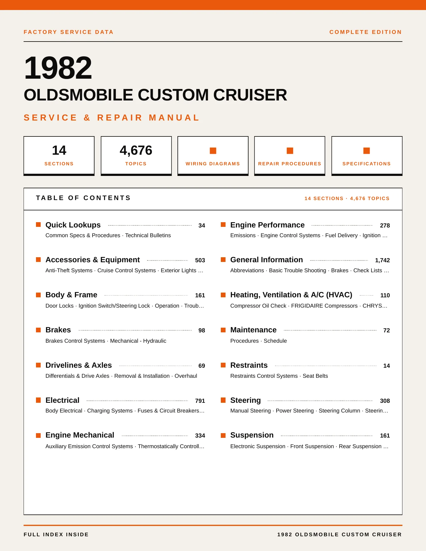 1982 Oldsmobile Custom Cruiser Service and Repair Manual preview page 1