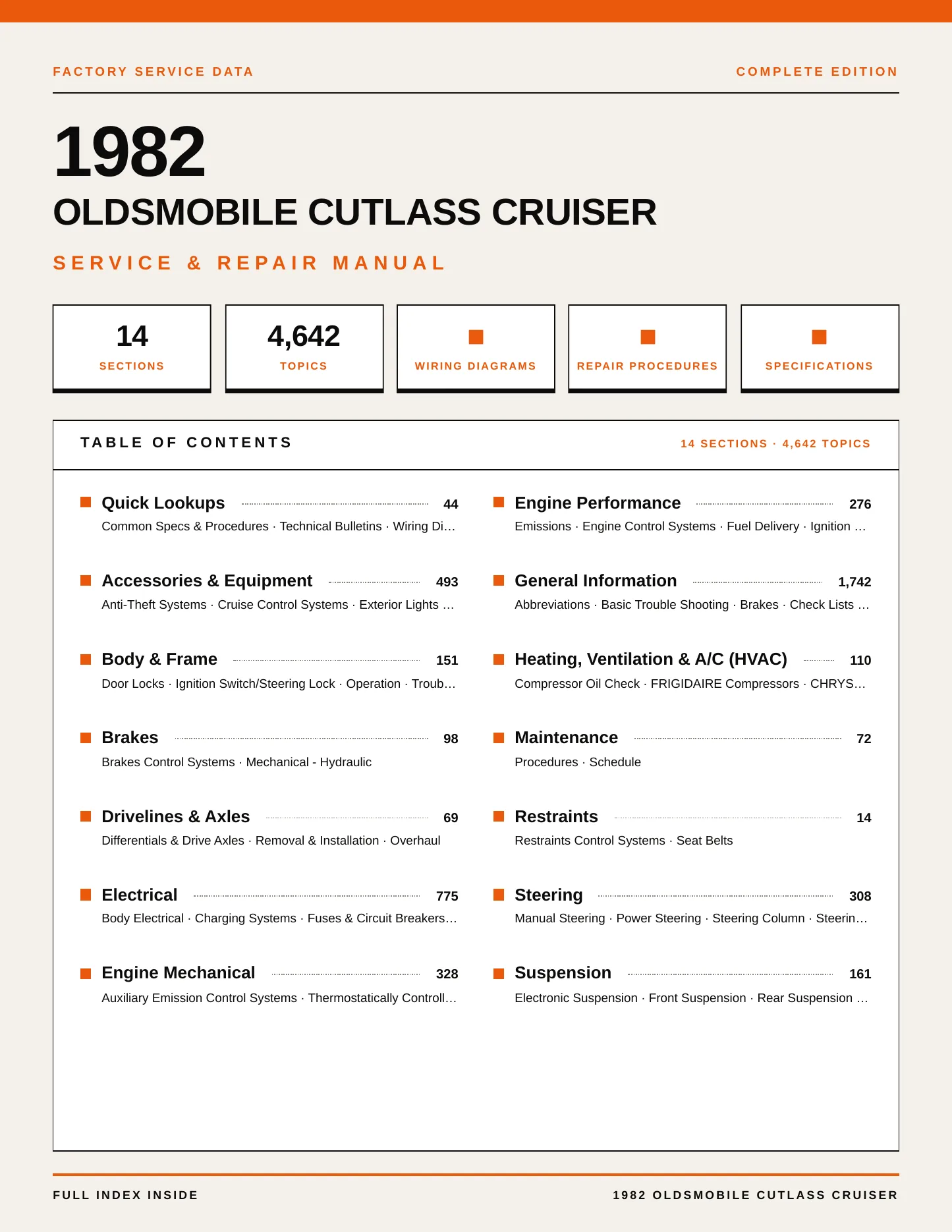 1982 Oldsmobile Cutlass Cruiser Service and Repair Manual preview page 1