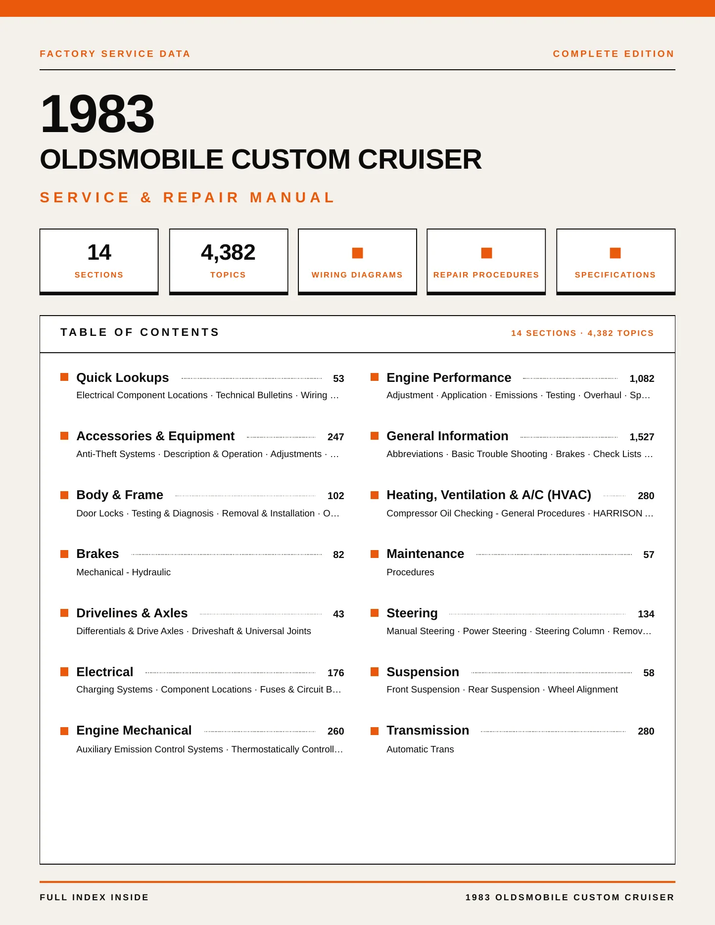 1983 Oldsmobile Custom Cruiser Service and Repair Manual preview page 1