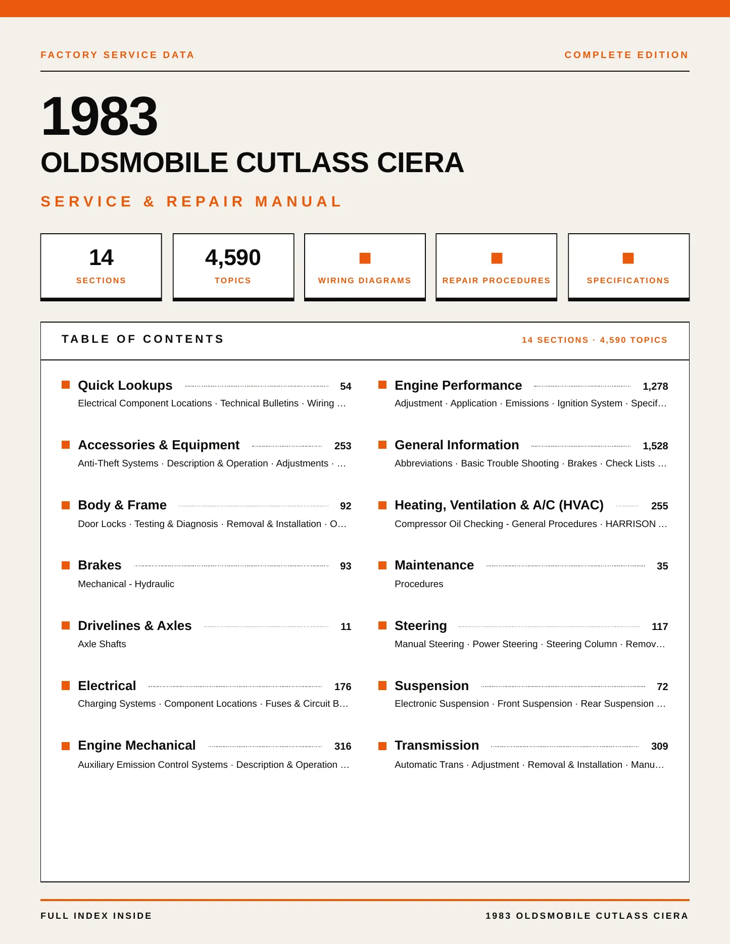 1983 Oldsmobile Cutlass Ciera Service and Repair Manual preview page 1