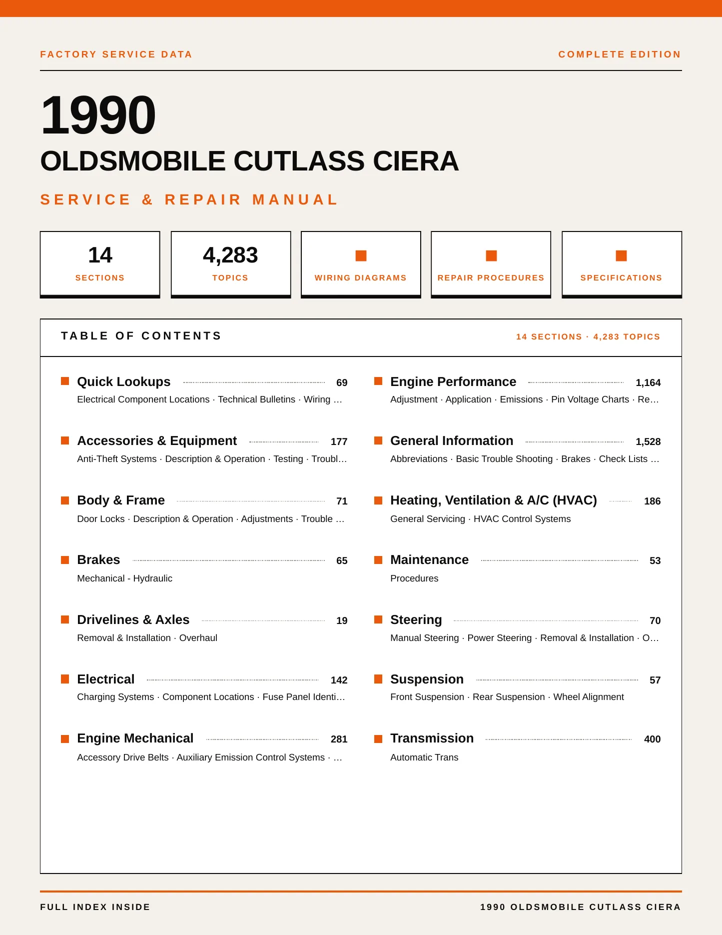 1990 Oldsmobile Cutlass Ciera Service and Repair Manual preview page 1