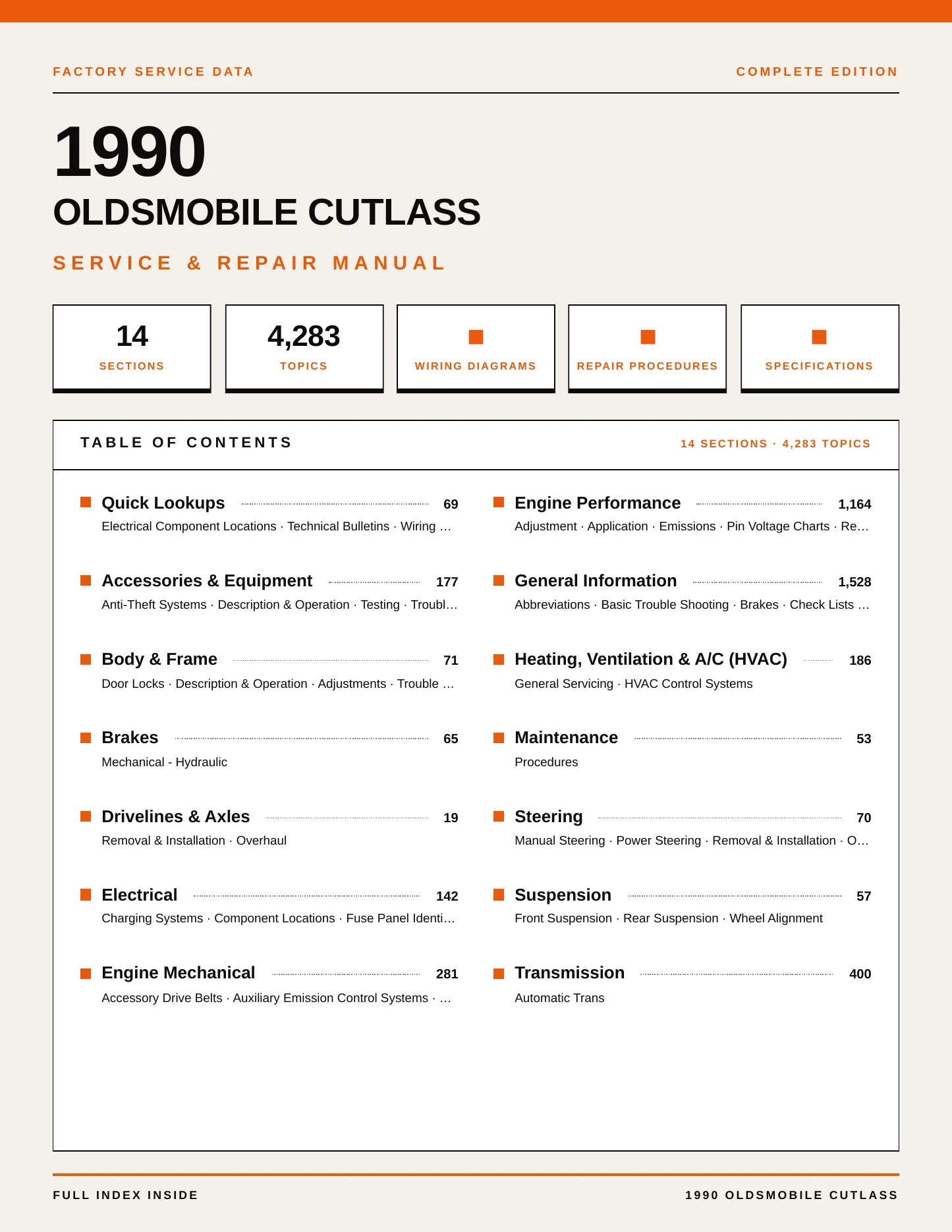 1990 Oldsmobile Cutlass Service and Repair Manual preview page 1