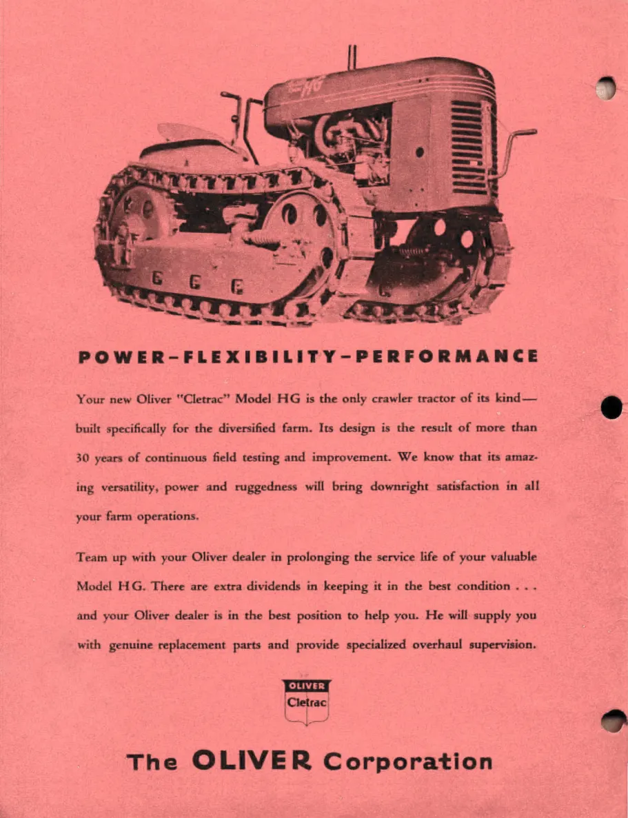 Oliver Cletrac HG Tractor Service & Repair Manual preview page 2