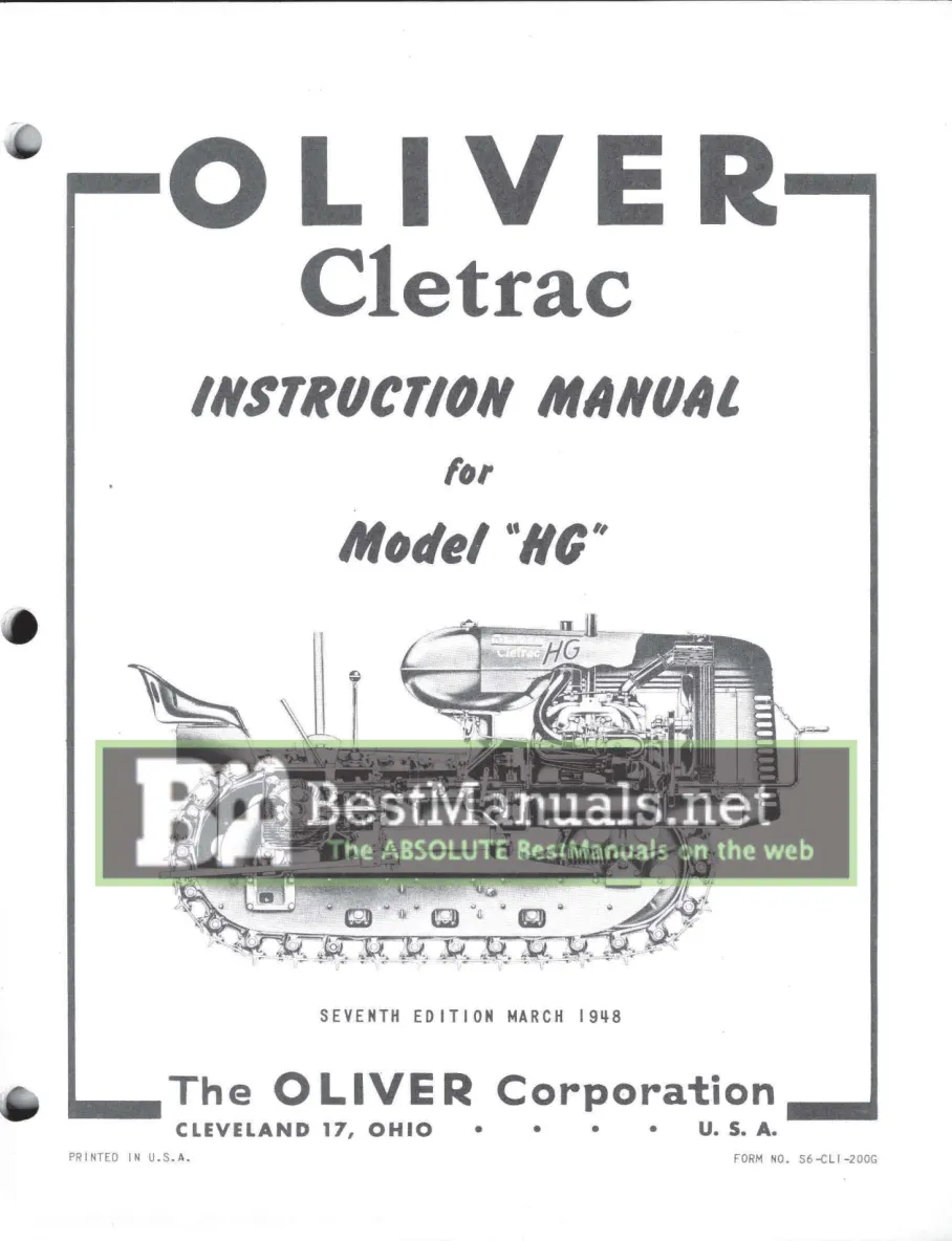 Oliver Cletrac HG Tractor Service & Repair Manual preview page 3
