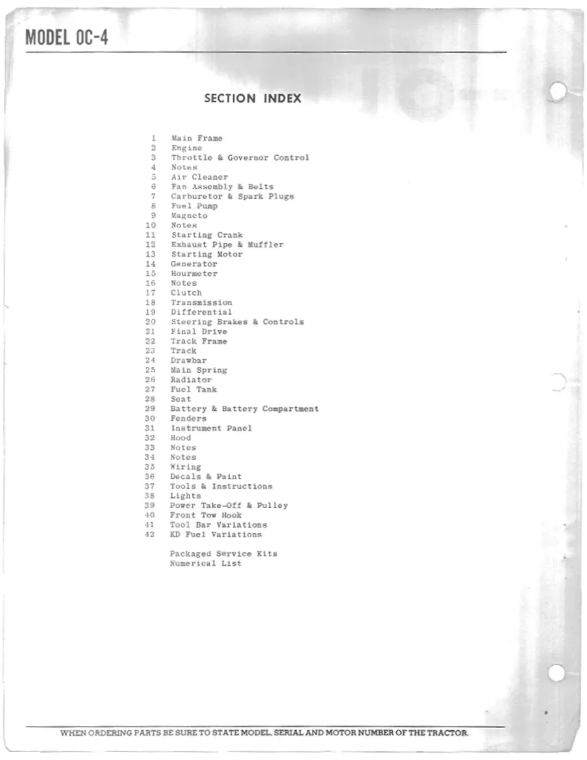 Oliver OC-4 Crawler Tractor Parts Manual preview page 5