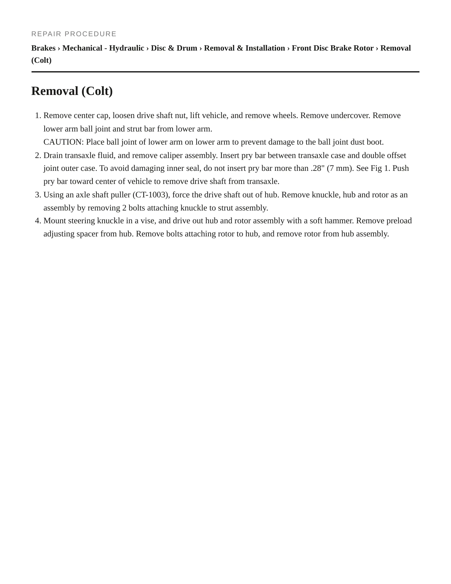 1983 Plymouth Colt Service and Repair Manual preview page 3