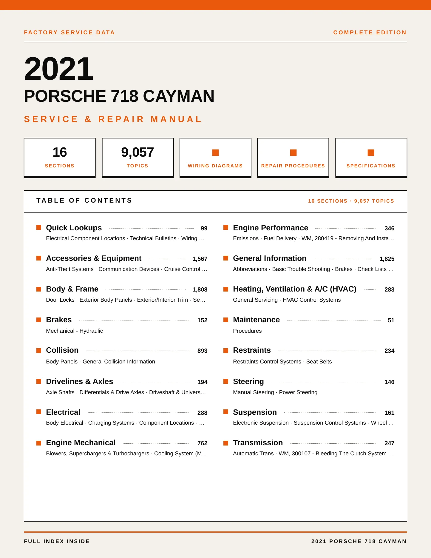 2021 Porsche 718 Cayman Service and Repair Manual preview page 1