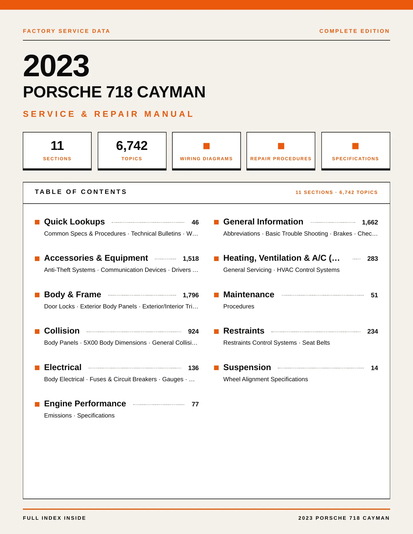2023 Porsche 718 Cayman Service and Repair Manual preview page 1