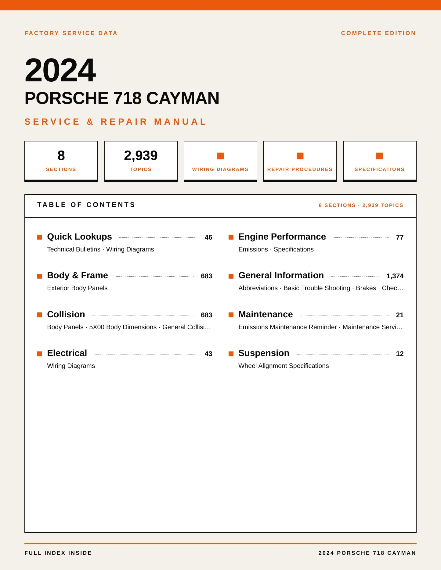 2024 Porsche 718 Cayman Service and Repair Manual preview page 1