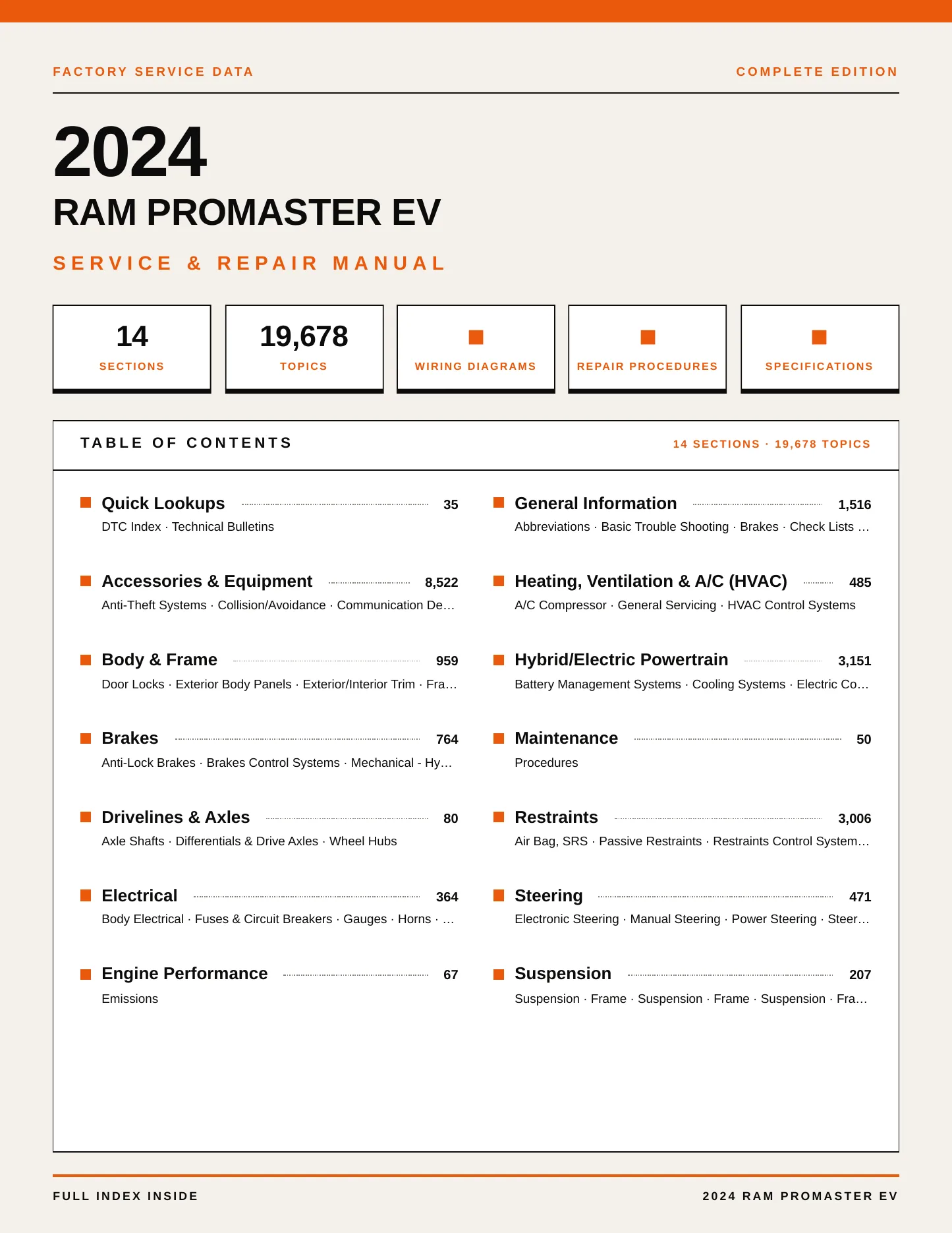 2024 Ram ProMaster EV Service and Repair Manual preview page 1