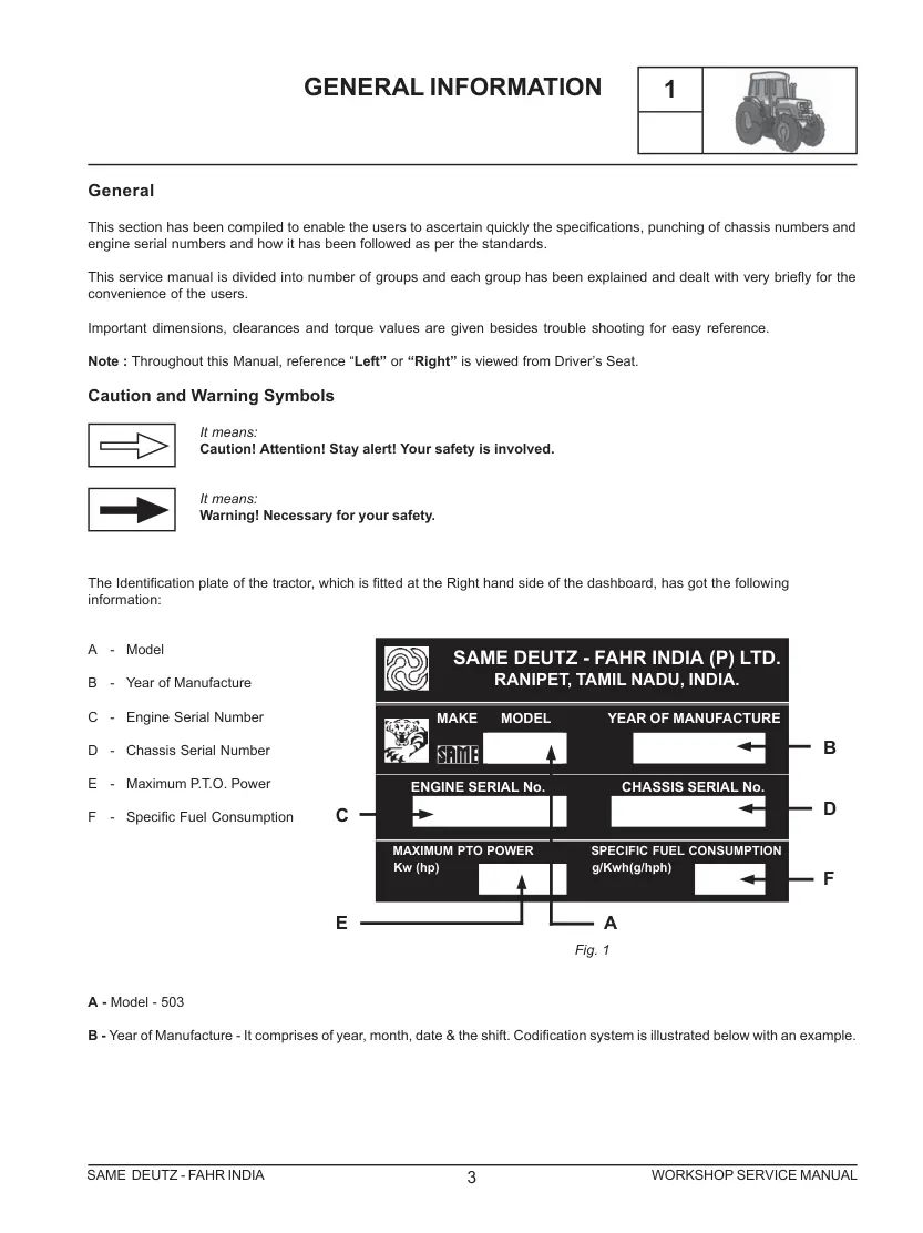 Same Commando 603 Tractor Service & Repair Manual preview page 3