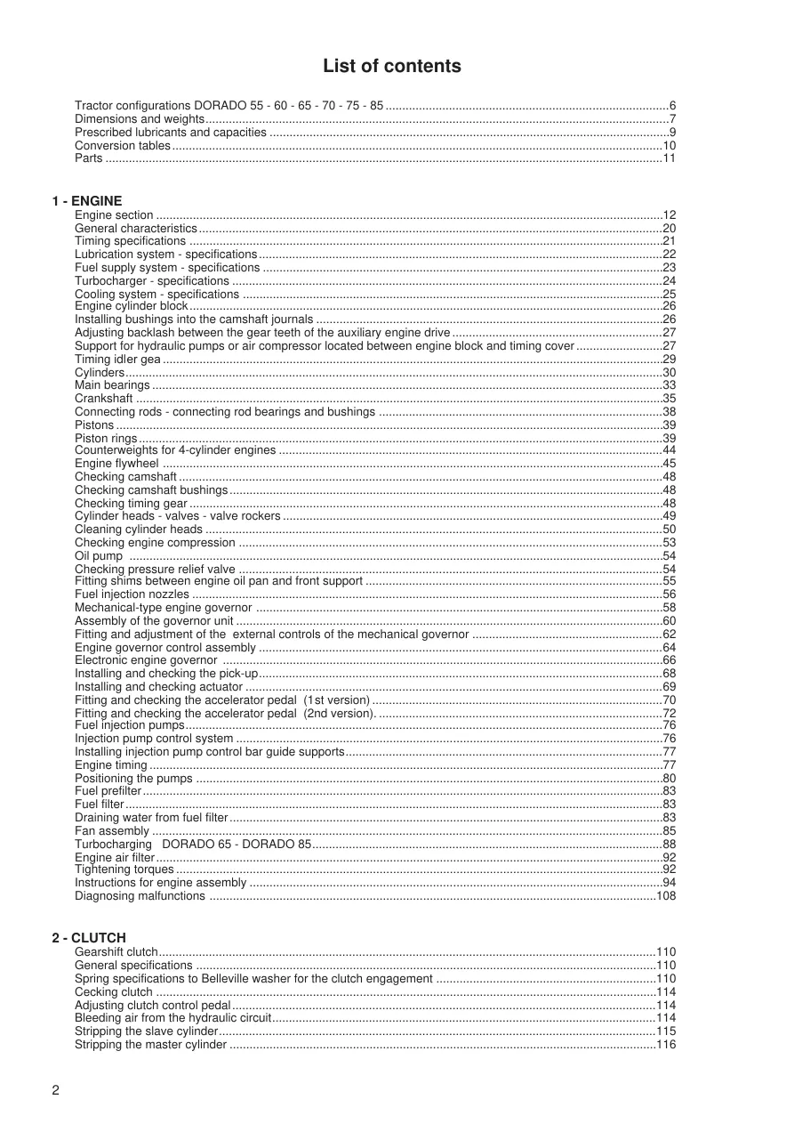 Same Dorado 55 60 65 70 75 85 Tractor Service & Repair Manual preview page 2