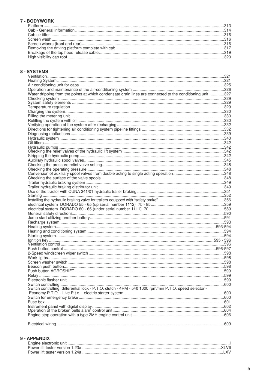 Same Dorado 55 60 65 70 75 85 Tractor Service & Repair Manual preview page 5