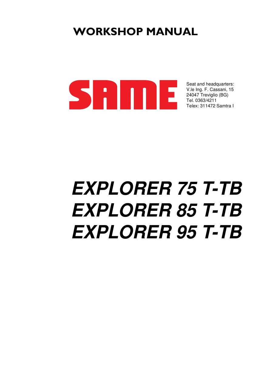Same Explorer 95 T Tractor Service & Repair Manual preview page 1