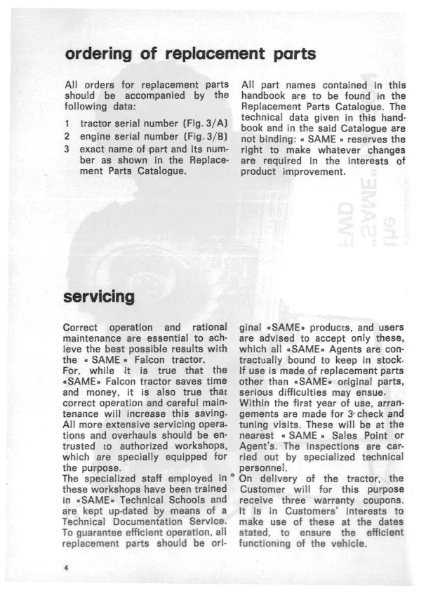 Same Falcon Tractor Service & Repair Manual preview page 6
