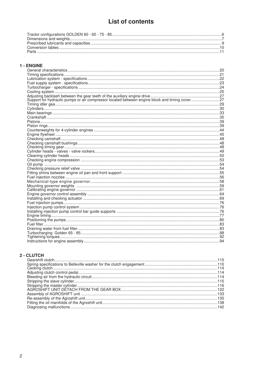 Same Golden 75 Compatto Tractor Service & Repair Manual preview page 2