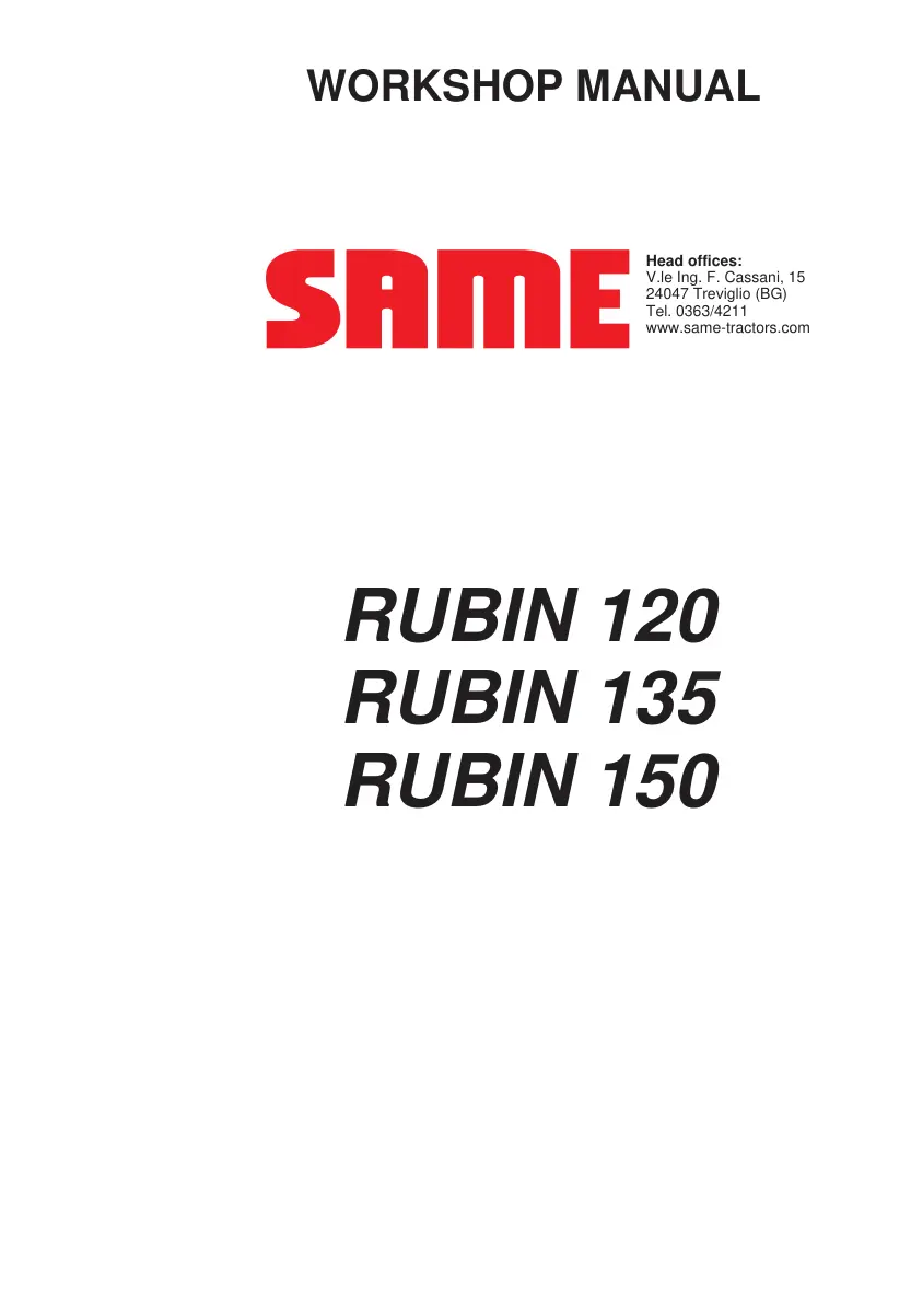Same Rubin 120 135 150 Tractor Service & Repair Manual preview page 1
