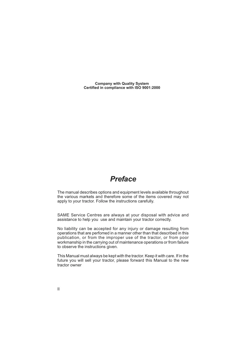 Same Solaris 35/45/55 Tractors Operator's Manual preview page 2