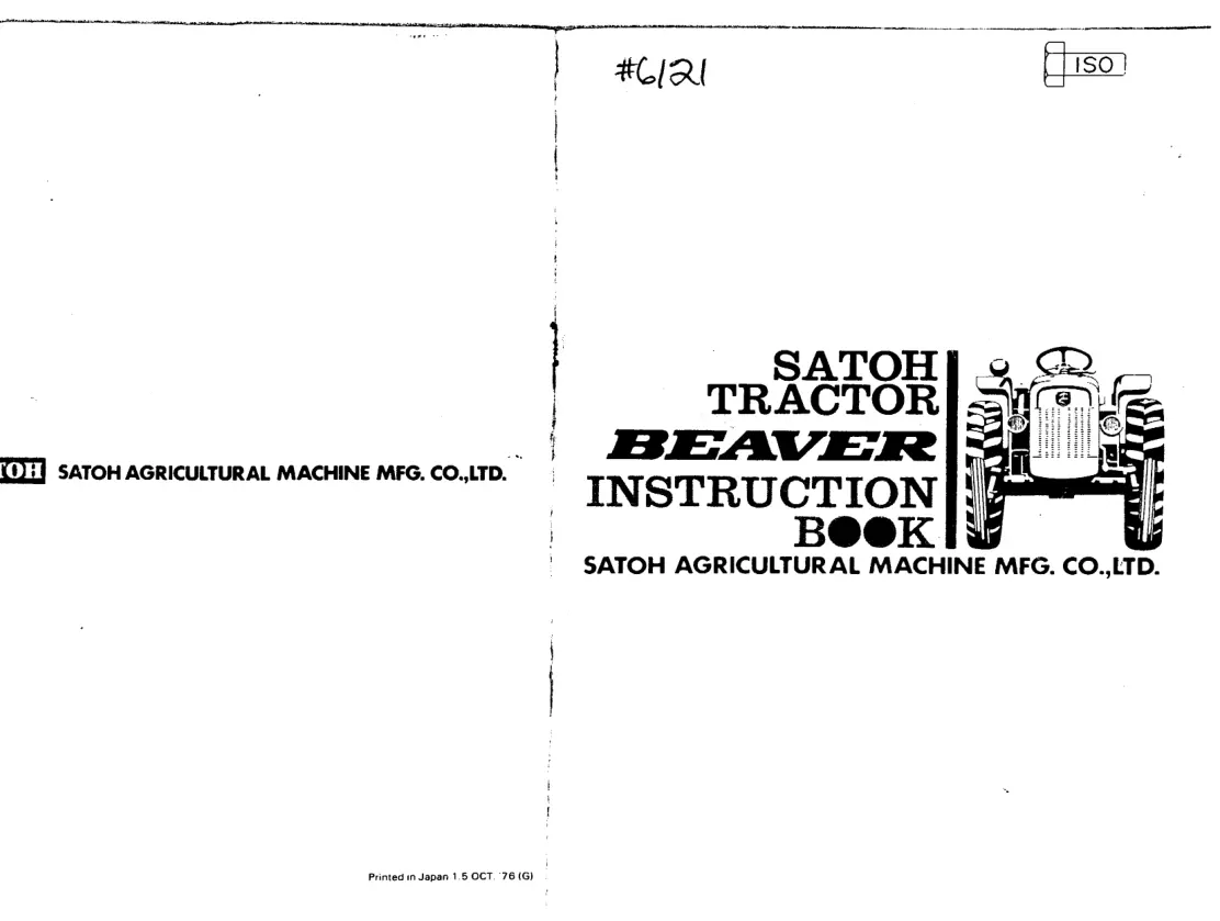 Satoh beaver s370 tractor instruction book Service & Repair Manual preview page 1