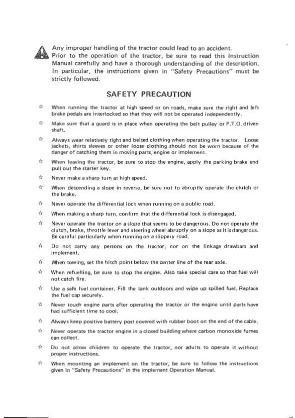 Satoh Buck S470 S470D instruction book Tractor Service & Repair Manual preview page 2