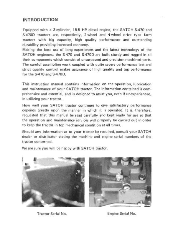 Satoh Buck S470 S470D instruction book Tractor Service & Repair Manual preview page 4