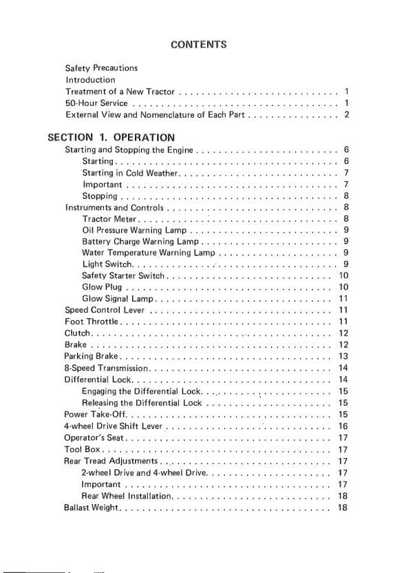 Satoh Buck S470 S470D instruction book Tractor Service & Repair Manual preview page 5