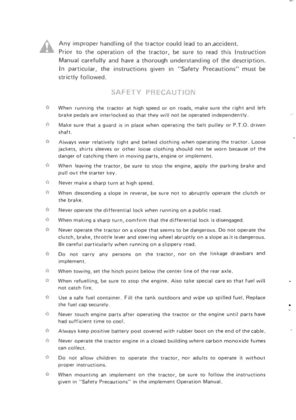 Satoh bull s630 s630d instruction Tractor Service & Repair Manual preview page 2