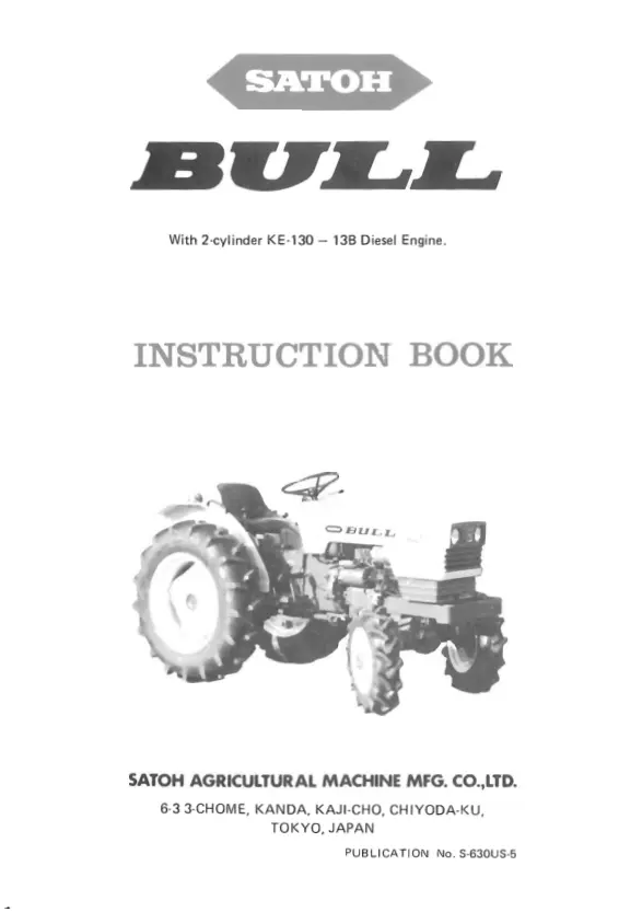 Satoh bull s630 s630d instruction Tractor Service & Repair Manual preview page 3