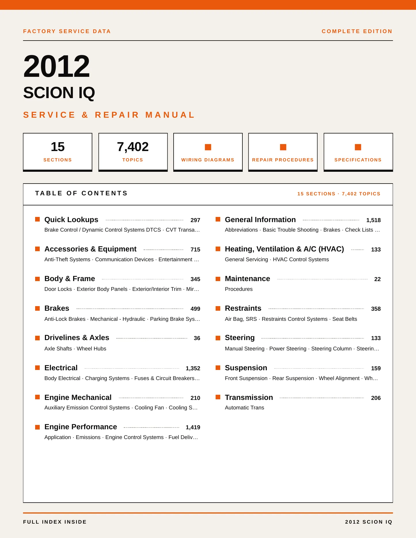 2012 Scion iQ service manual page 1