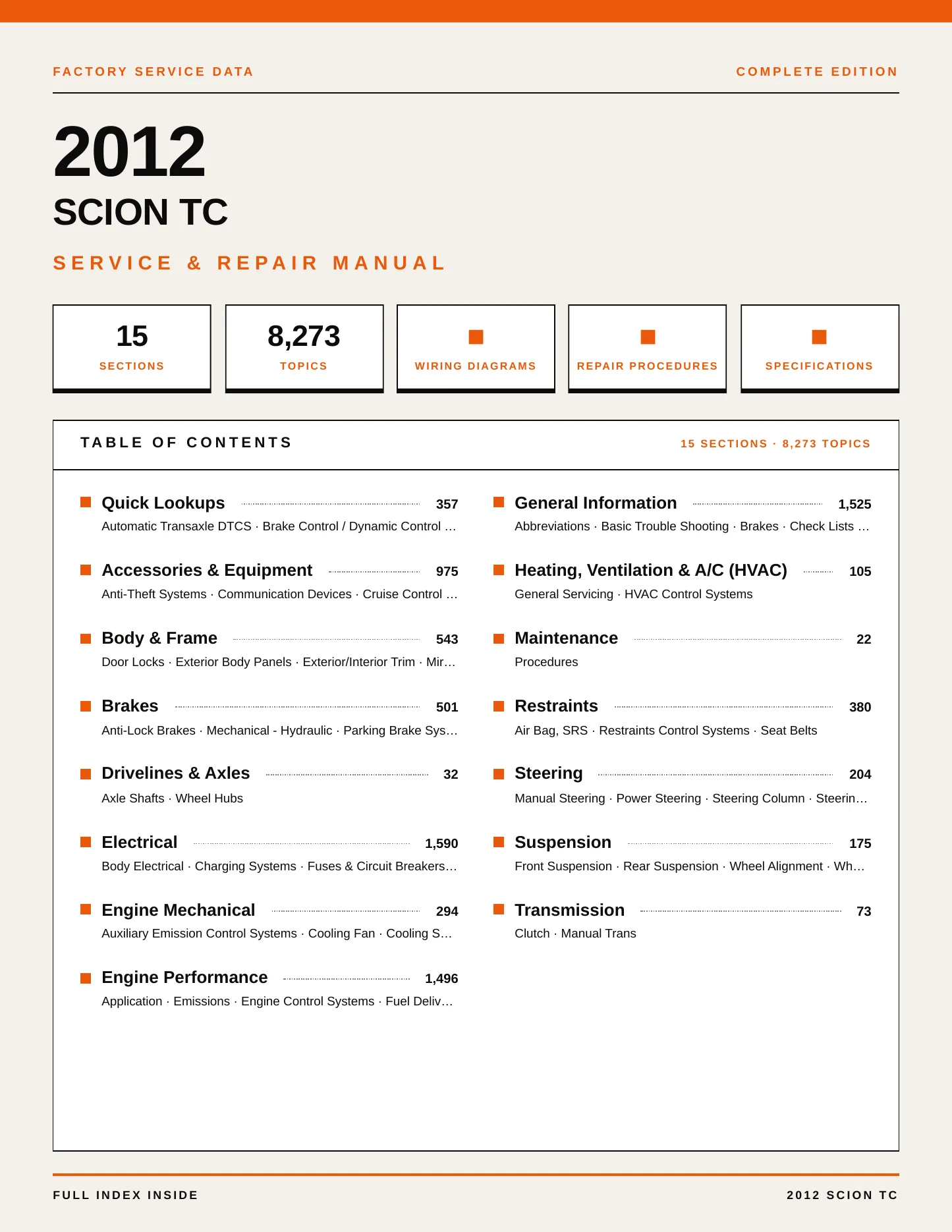 2012 Scion tC service manual page 1