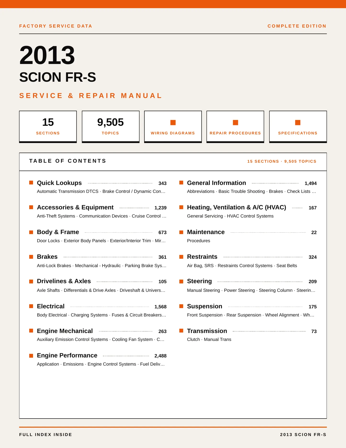 2013 Scion FR-S service manual page 1