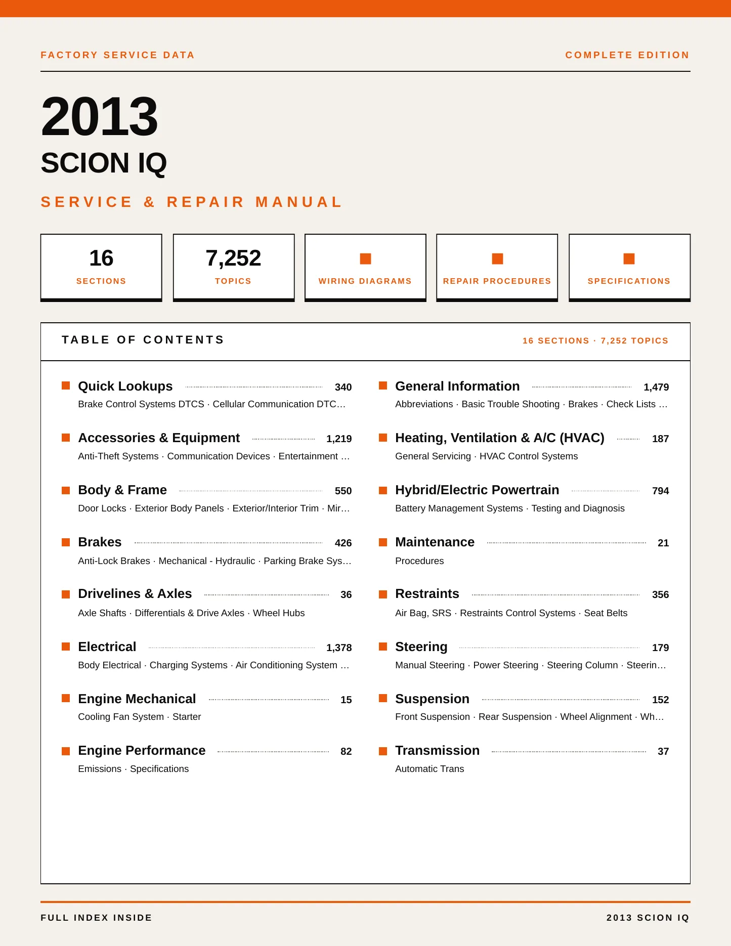 2013 Scion iQ Service and Repair Manual preview page 1