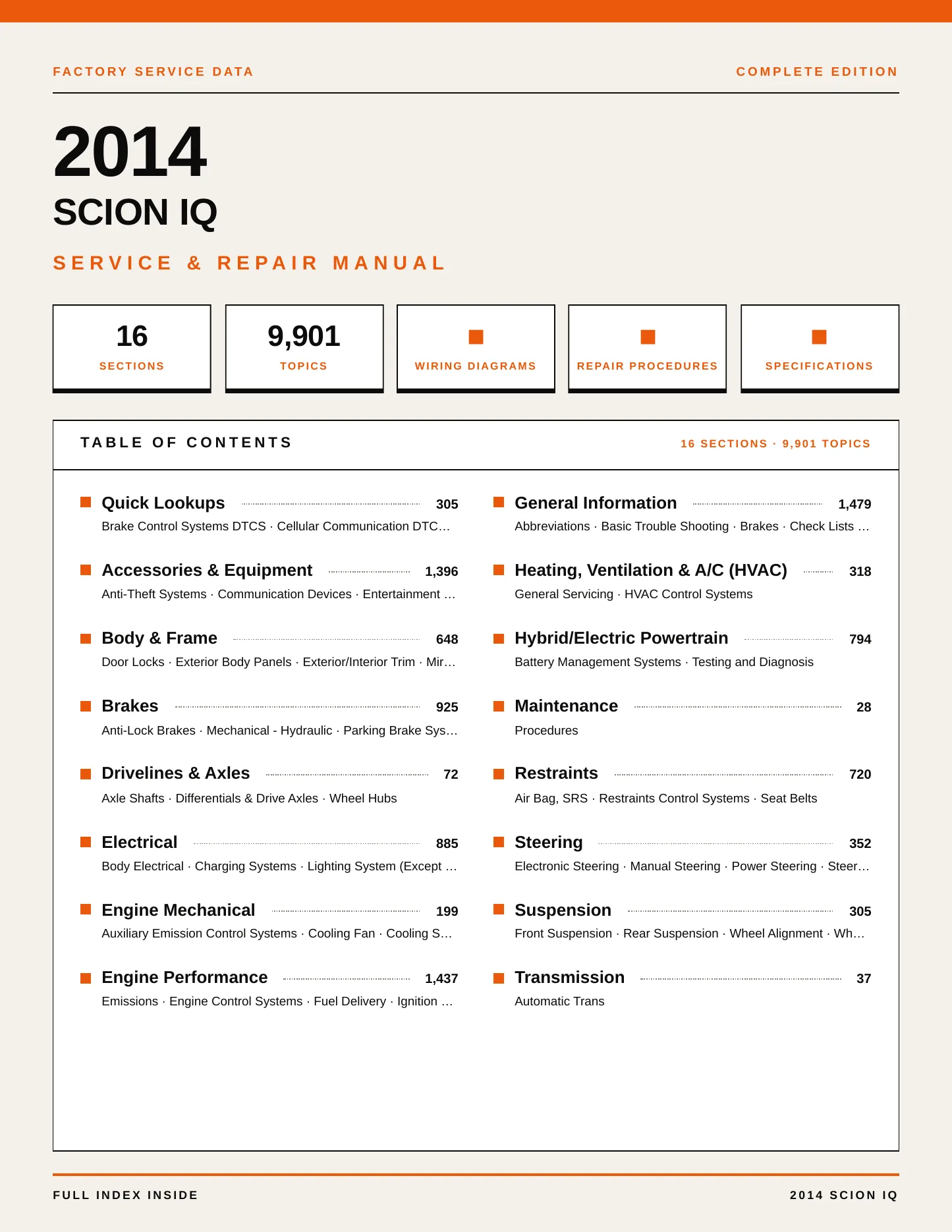 2014 Scion iQ Service and Repair Manual preview page 1