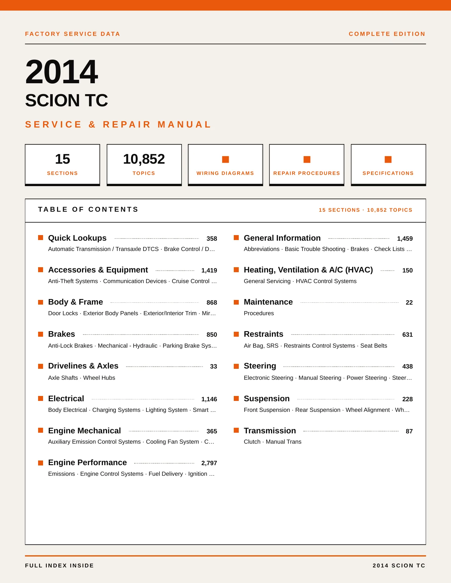2014 Scion tC service manual page 1