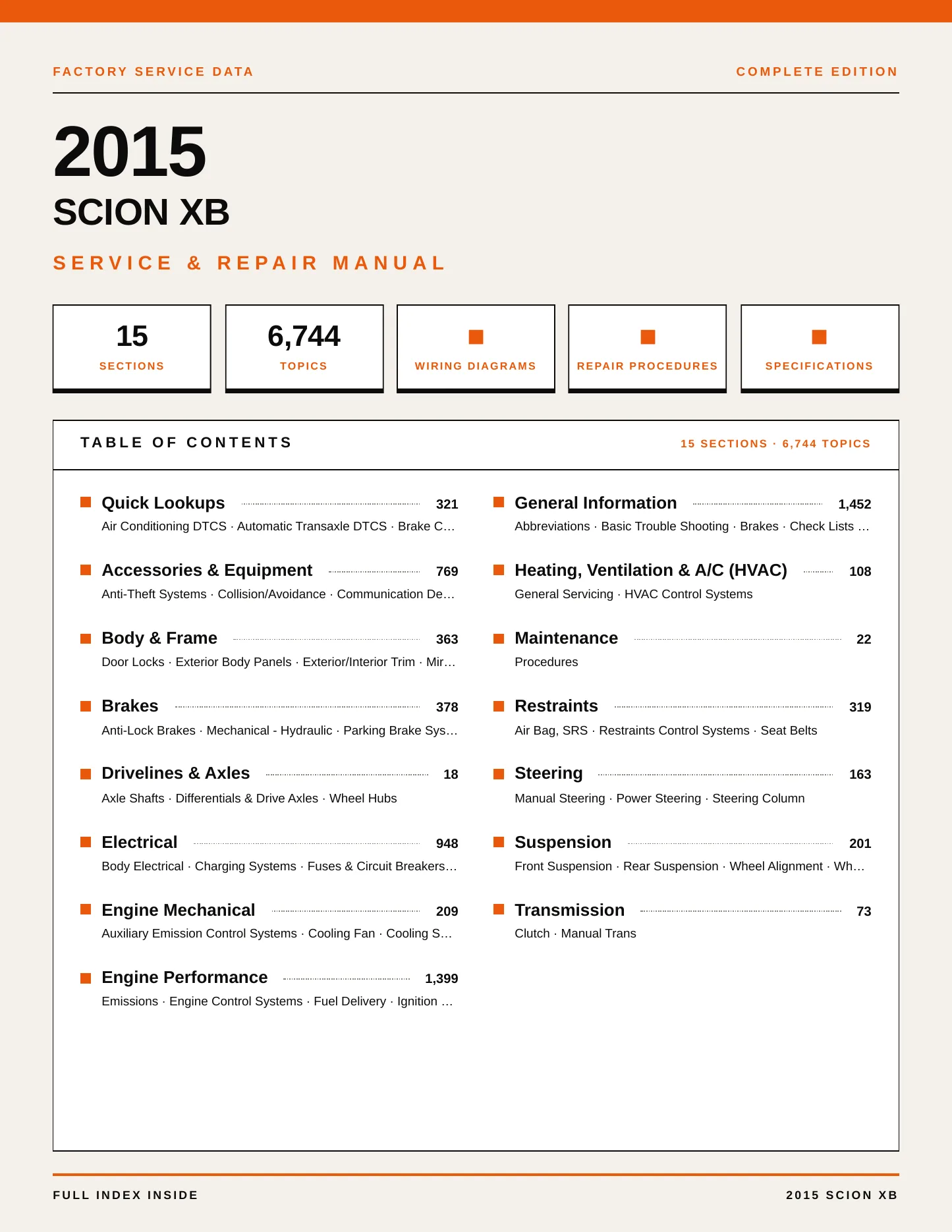 2015 Scion xB service manual page 1