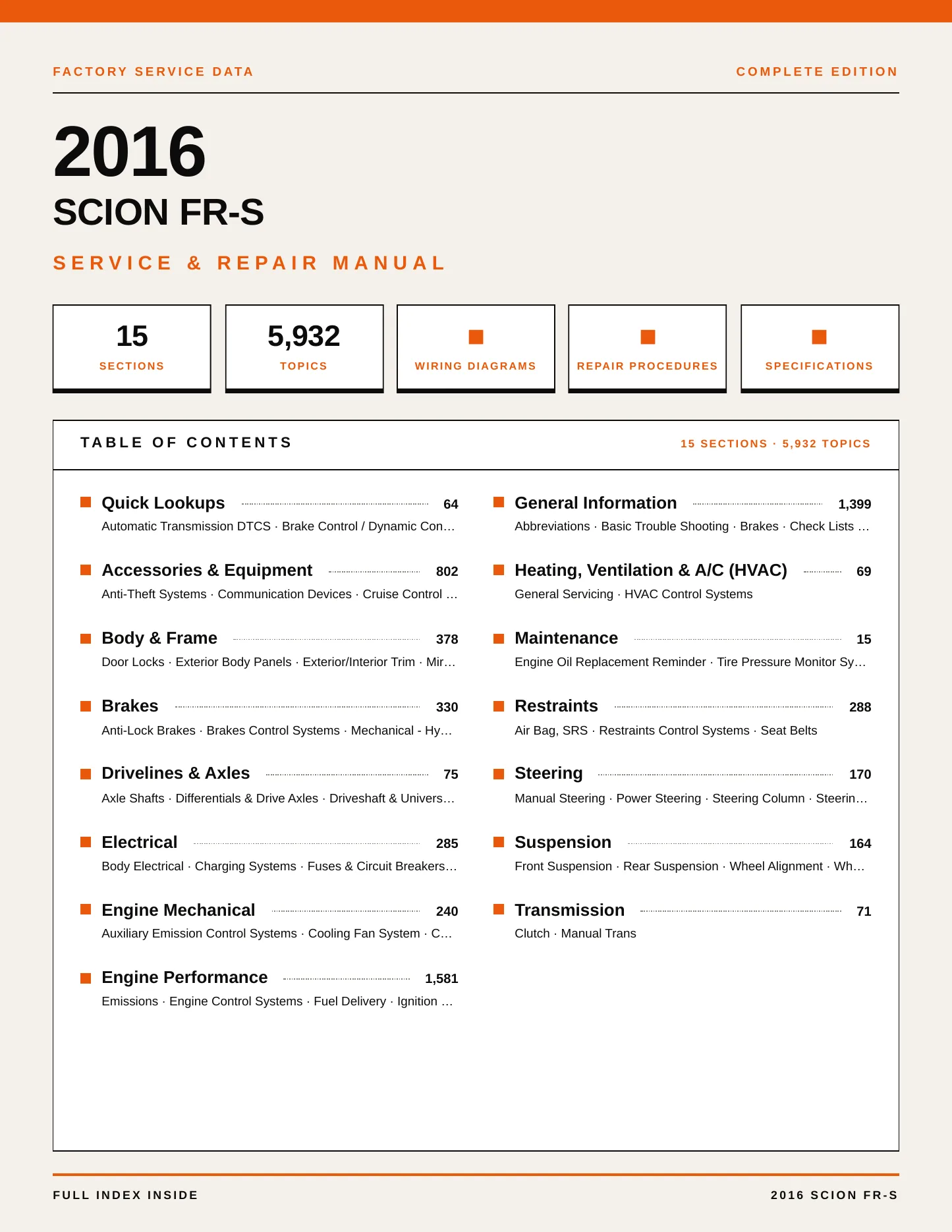 2016 Scion FR-S service manual page 1