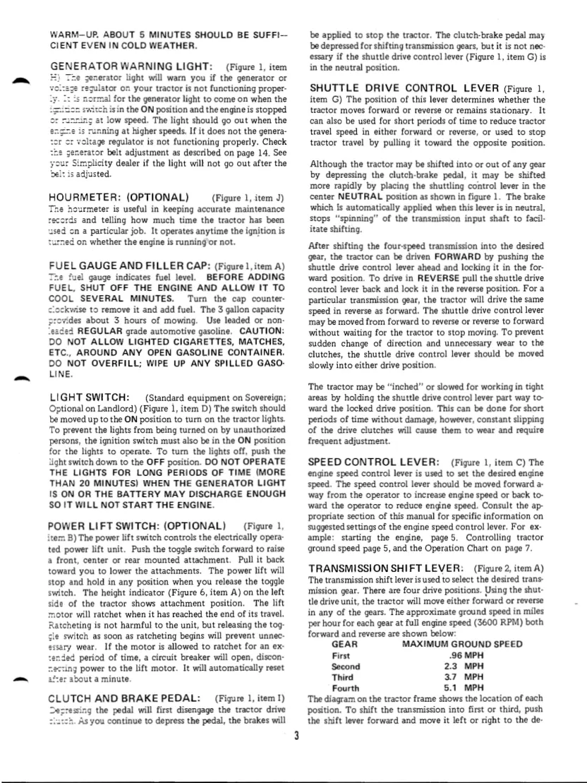 Simplicity 3415S 3410S tractor Operator's Manual preview page 5