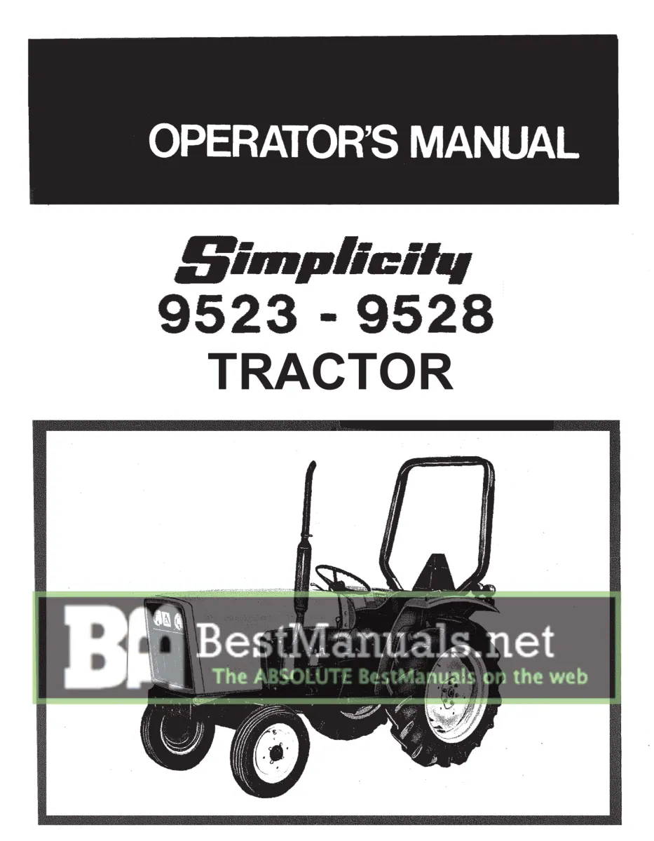 Simplicity 9523 Tractor Service & Repair Manual Set preview page 1
