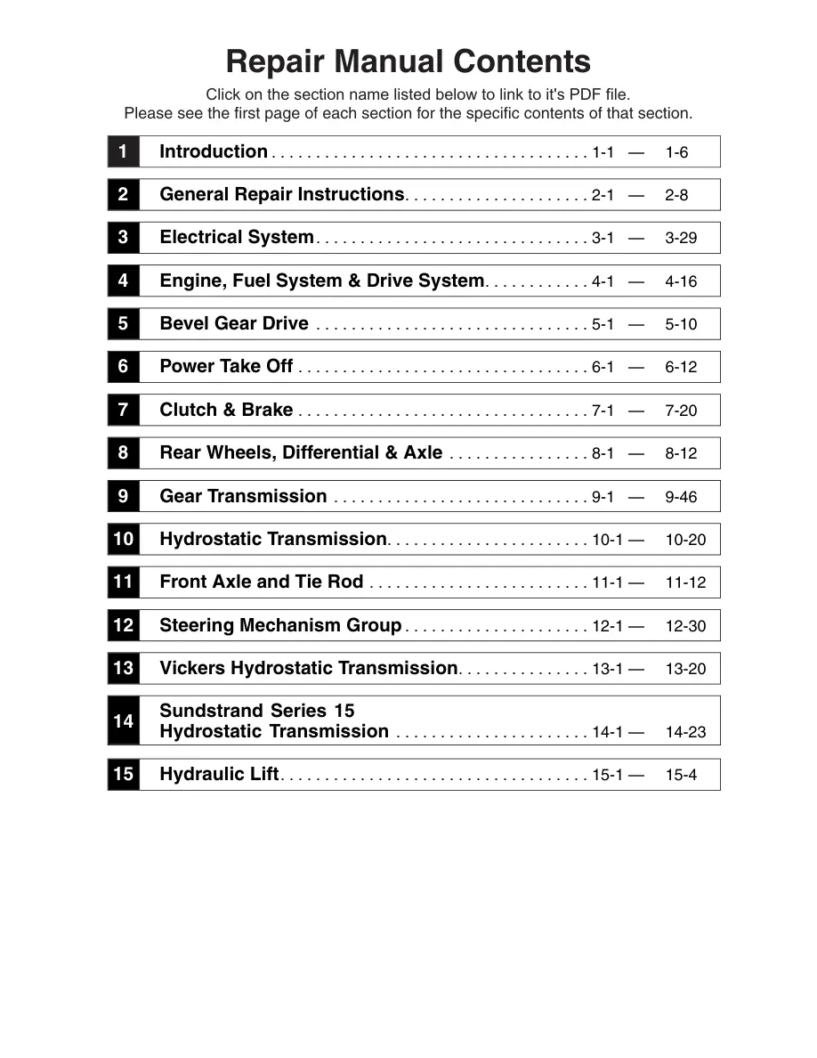 Simplicity Large Frame Garden Tractors - Sovereign Landlord Baron GTH-L 7000 7100 Tractor Service & Repair Manual preview page 2