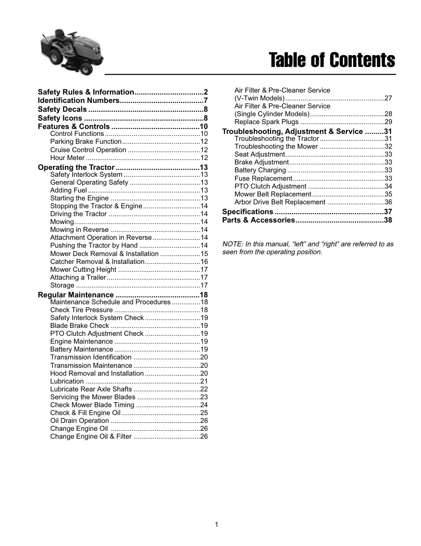 Simplicity Snapper Regent XL & RD Series Riding Mower Operator's Manual preview page 3