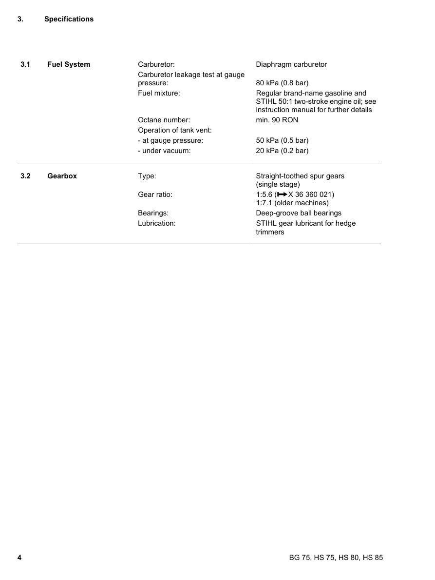 Stihl BG75 HS75 HS80 HS85 Machine Service & Repair Manual preview page 5
