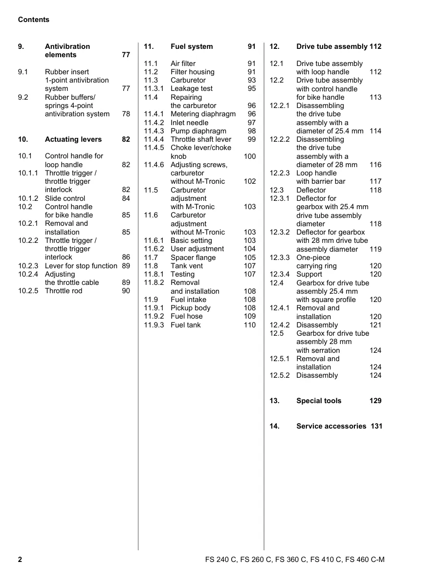 Stihl fs240 260 360 410 460 Machine Service & Repair Manual preview page 3
