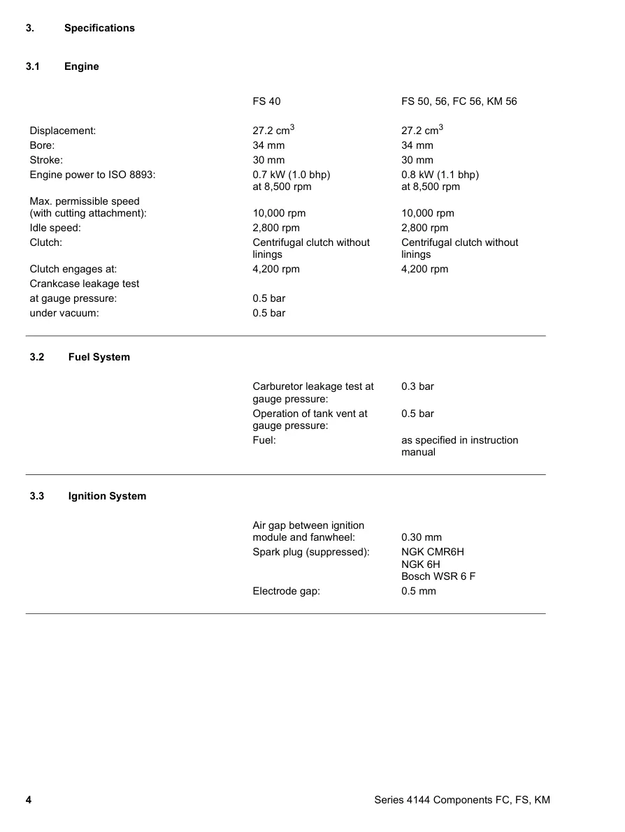 Stihl FS40 FS50 FS56 FC56 KM56 Machine Service & Repair Manual preview page 5