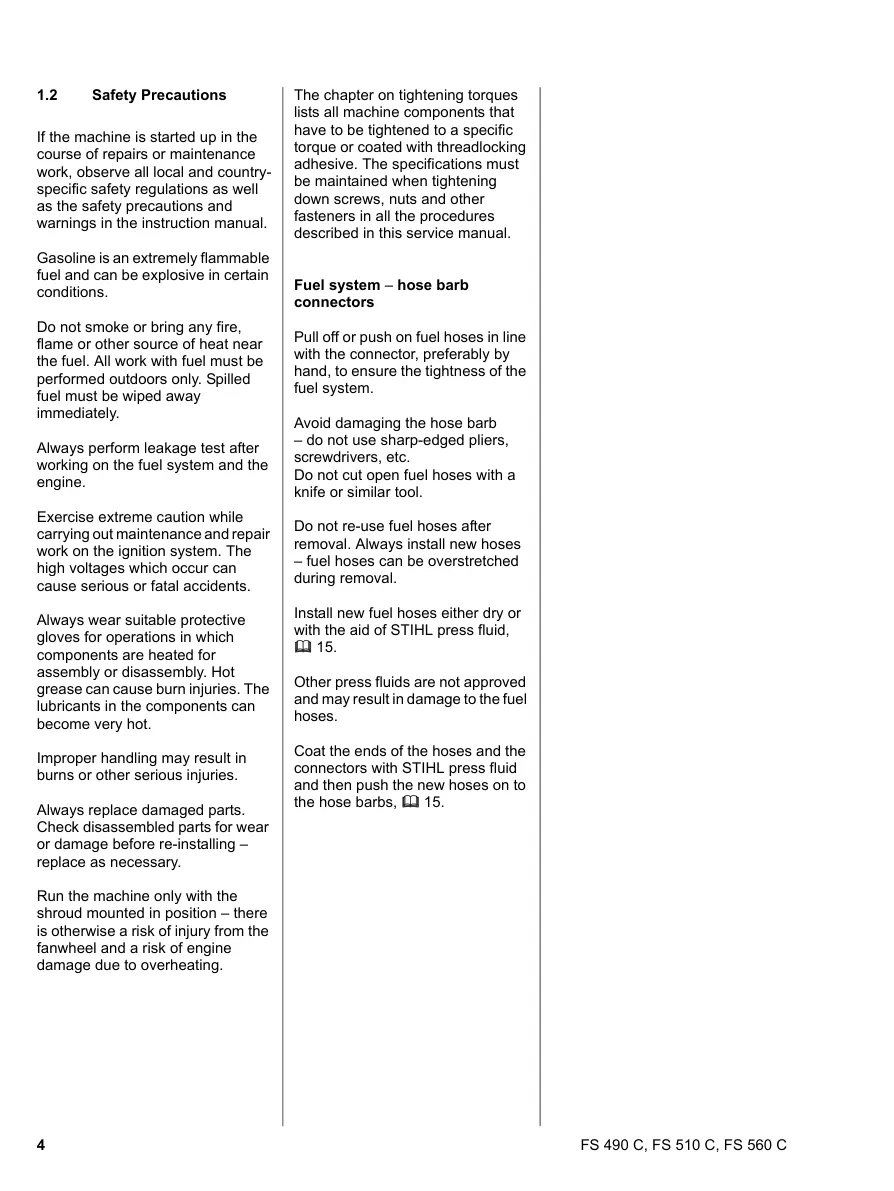 Stihl FS490c FS510c FS560c Machine Service & Repair Manual preview page 5