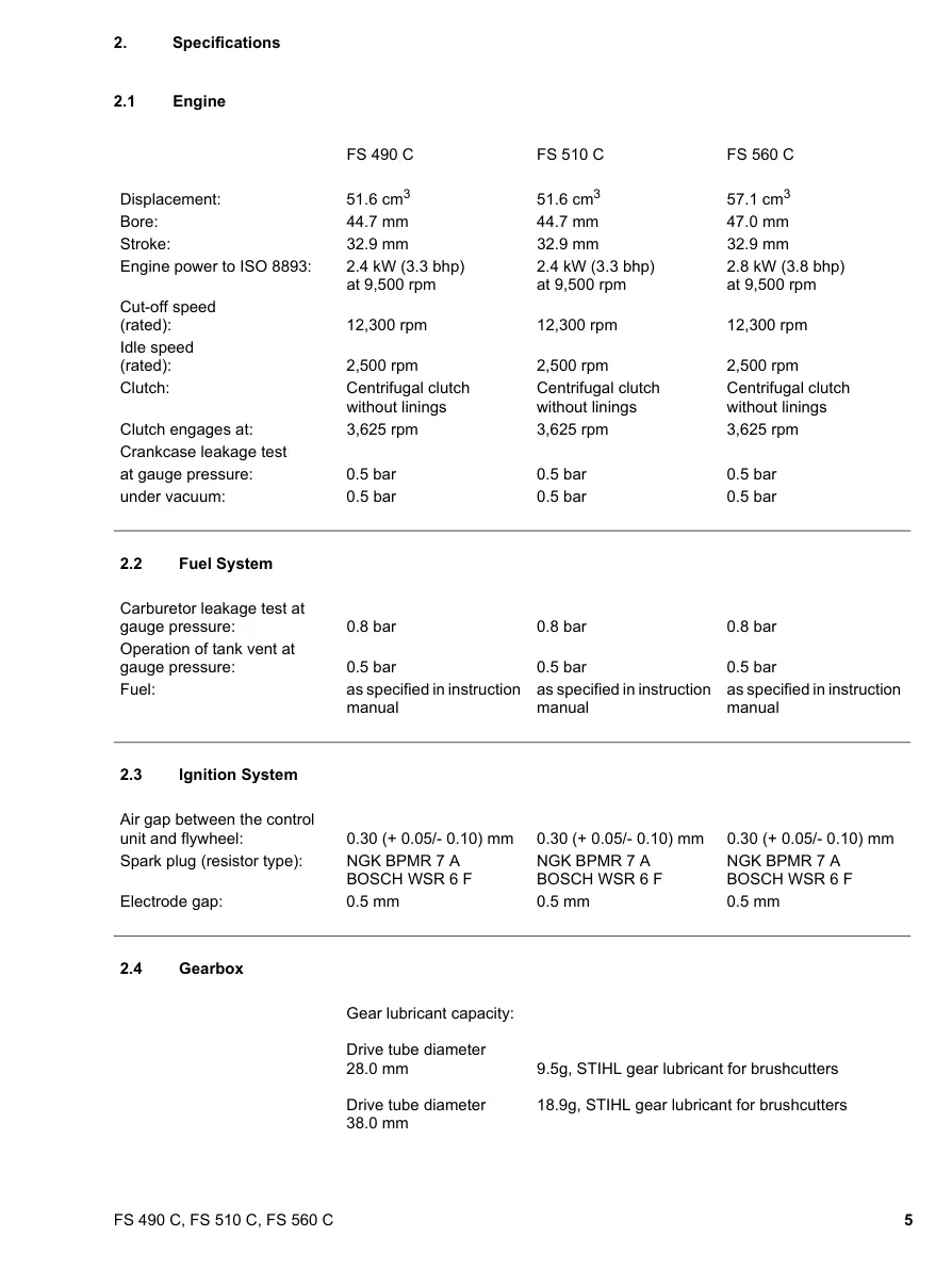 Stihl FS490c FS510c FS560c Machine Service & Repair Manual preview page 6