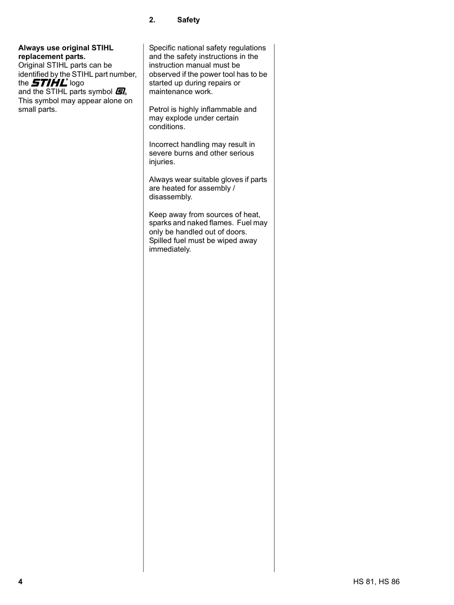 Stihl hs81 hs86 Machine Service & Repair Manual preview page 5