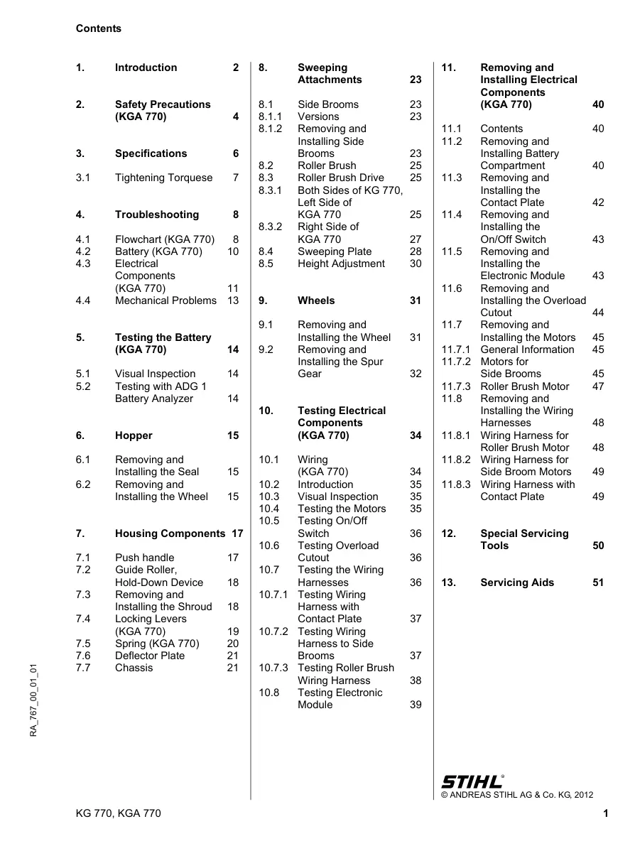 Stihl KG770 kga 770 sweeper Machine Service & Repair Manual preview page 2