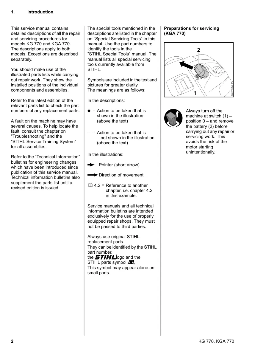 Stihl KG770 kga 770 sweeper Machine Service & Repair Manual preview page 3