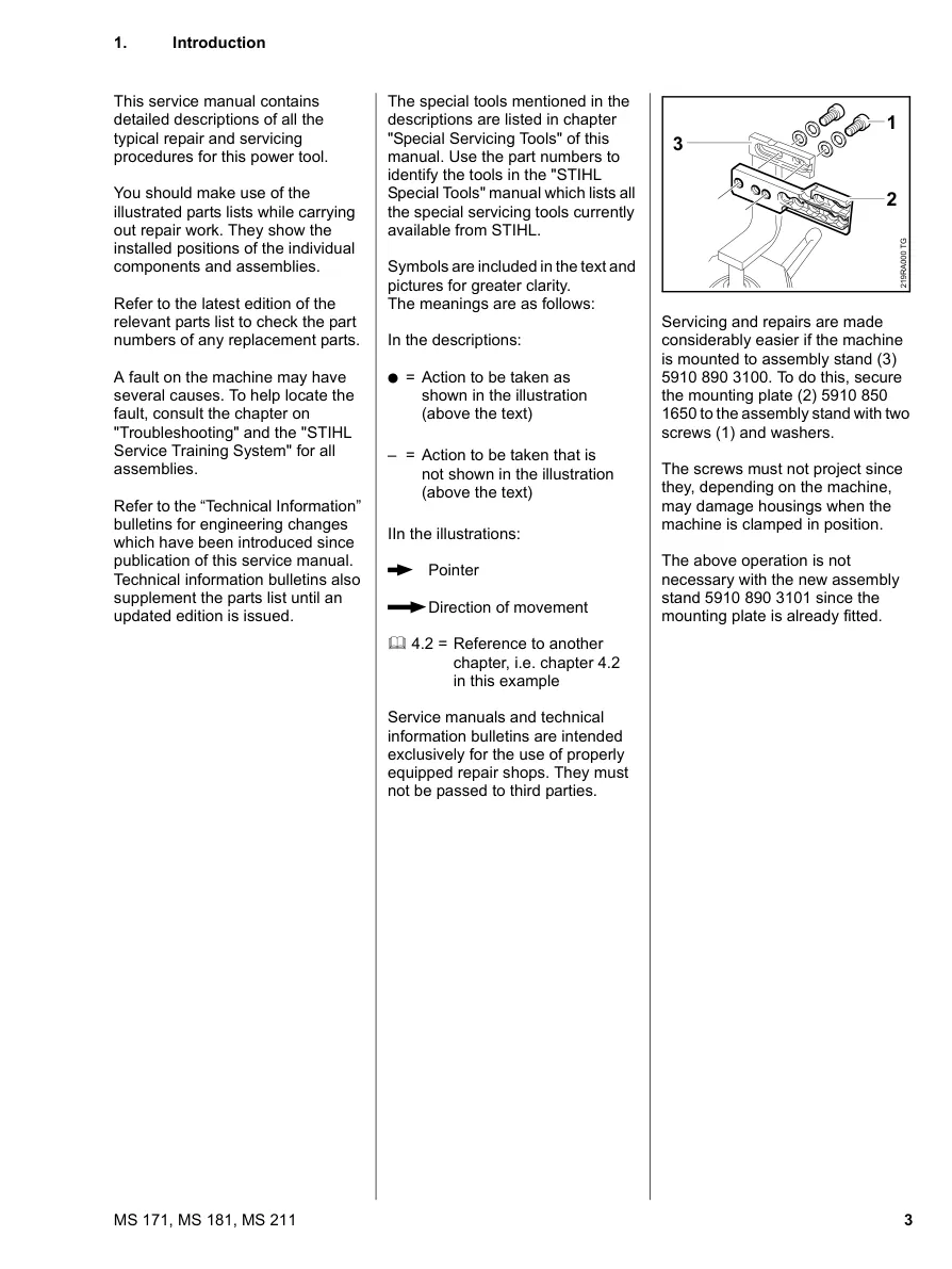 Stihl MS 171 181 211 Brushcutters & HS 75 80 85 HT 101 170 170C 180 180C Service & Repair Manual preview page 4